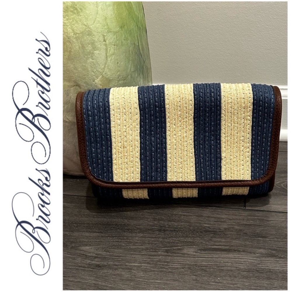 Brooks Brothers Navy and Cream Striped Clutch